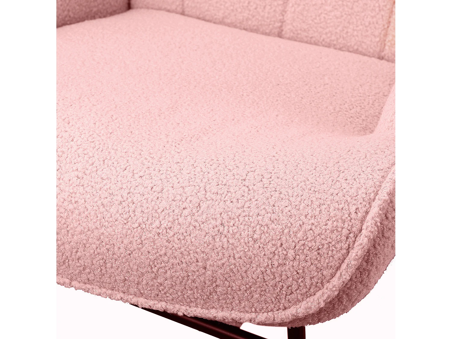 Fauteuil à Bascule - Fauteuil à Oreilles Rembourré - Pieds en Métal et en Bois Massif - Velours Teddy