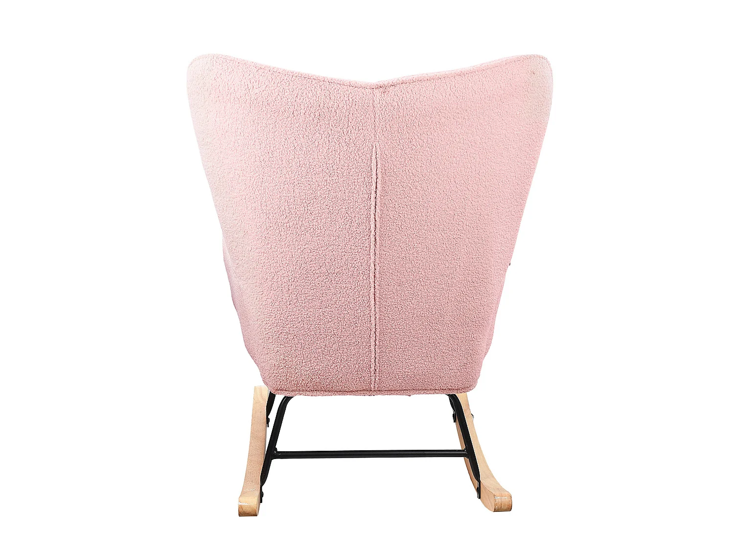 Fauteuil à Bascule - Fauteuil à Oreilles Rembourré - Pieds en Métal et en Bois Massif - Velours Teddy