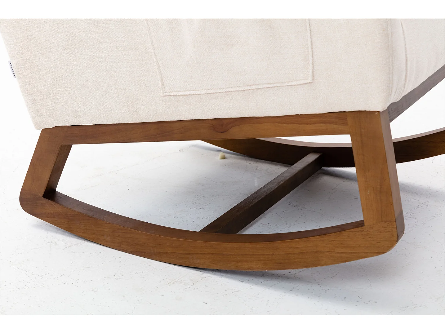 Fauteuil à bascule - Matériau du tissu - avec accoudoirs à poches - Pieds en bois massif - beiges