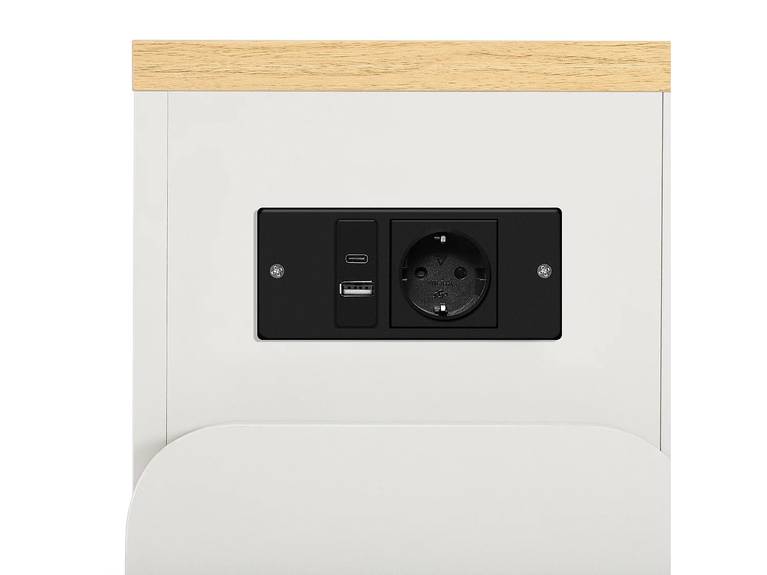 Kücheninsel - mit USB und LED - mit abnehmbarem und ausziehbarem Esstisch - Holzstruktur - mit 1 Tür - natur + weiß