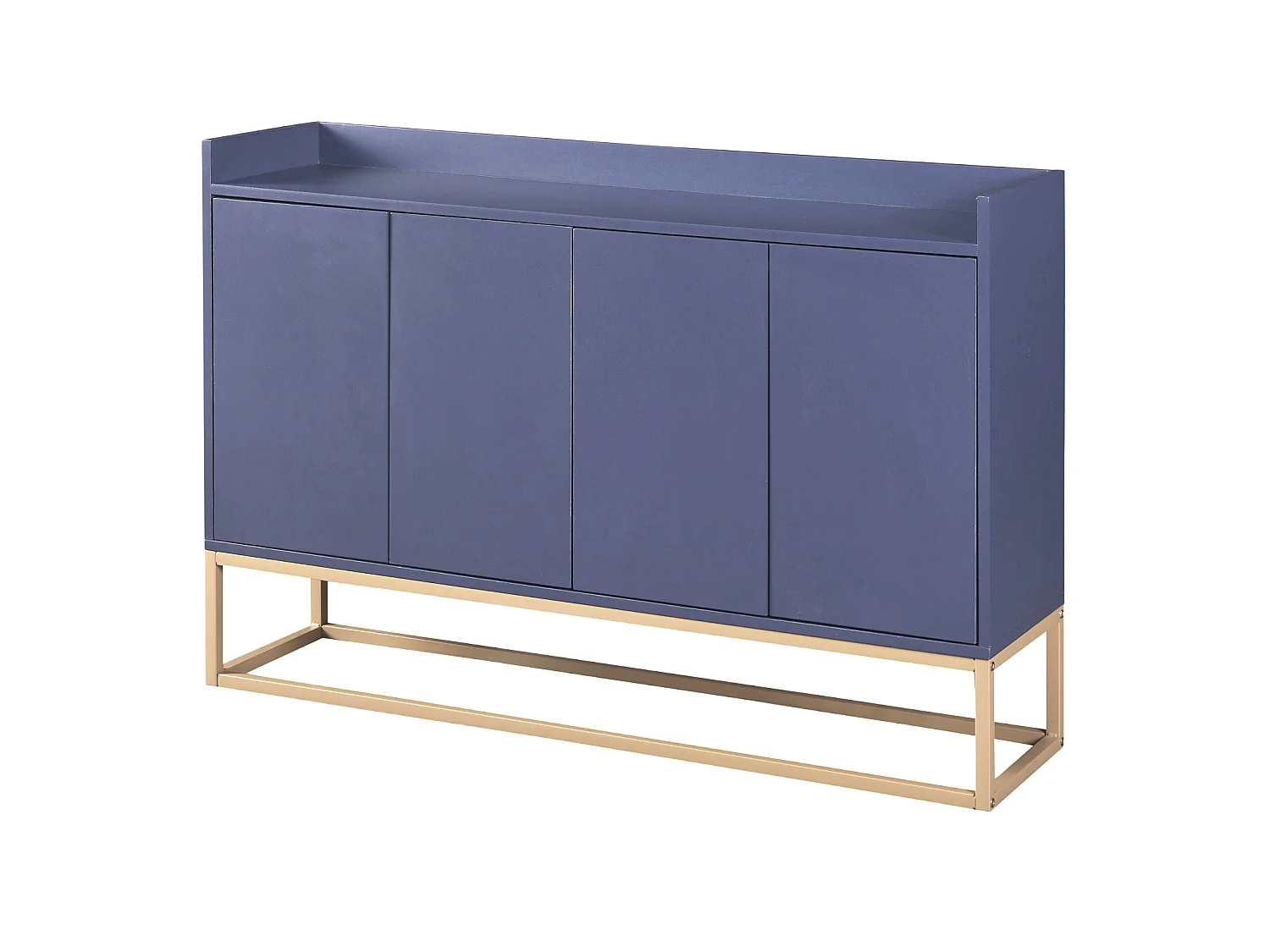 Dressoir, modern minimalistisch dressoir met 4 deuren en metalen frame voor eetkamer, woonkamer, keuken, blauw