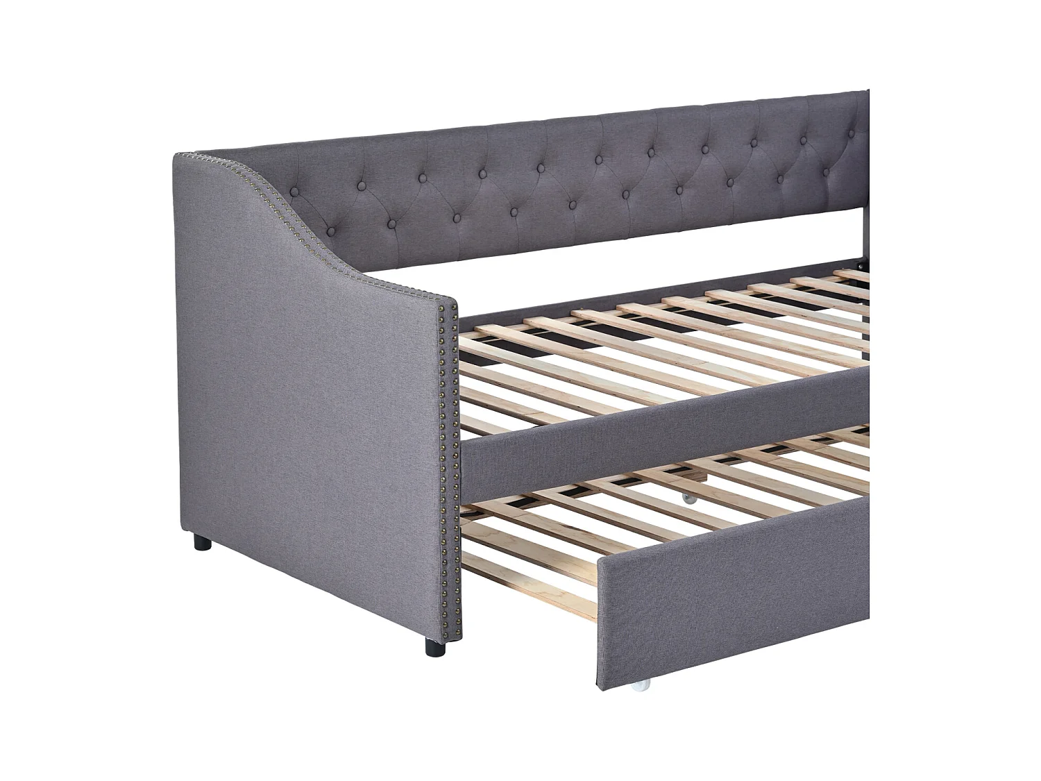 Canapé lit Convertible 90/180 x 200 cm, Canape lit 2 Places gigogne Bed avec sommier à Lattes, Multifonctionnel Cadre de Bed Rembourré 2 Personnes en Velours,gris