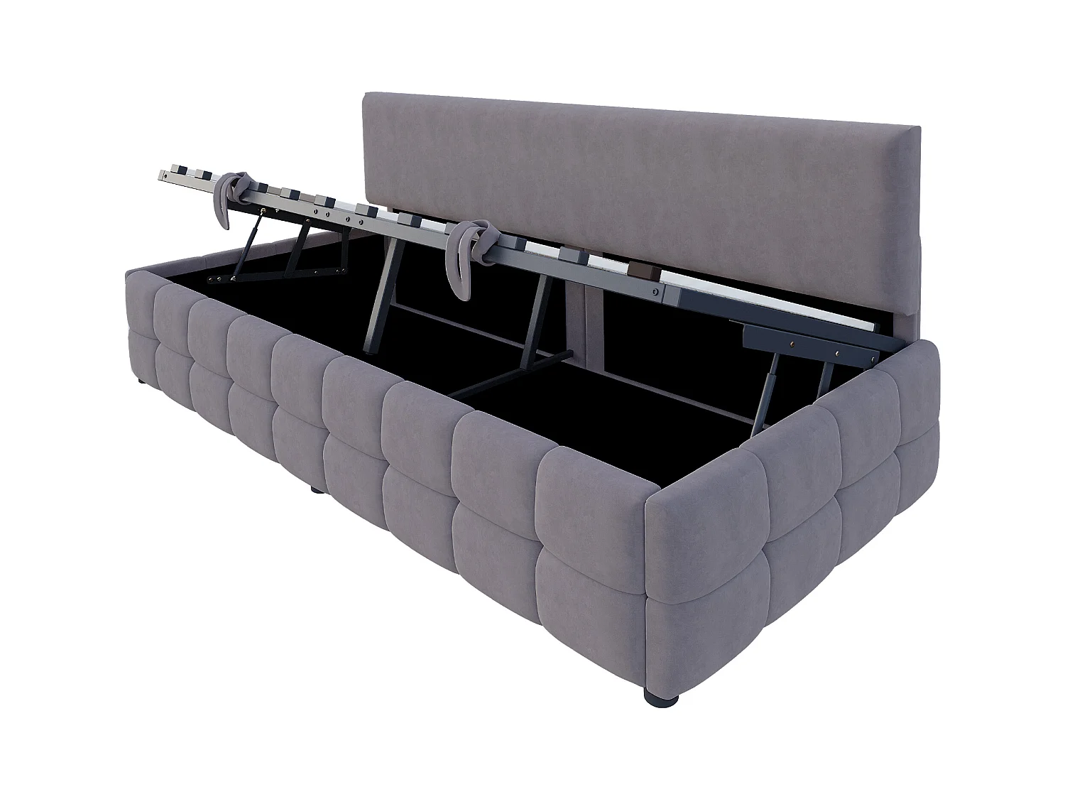 Schlafsofa mit Kasten 90x200 cm - Rückenlehne ohne Armlehnen - Samt - Dunkelgrau (Matratze nicht im Lieferumfang)