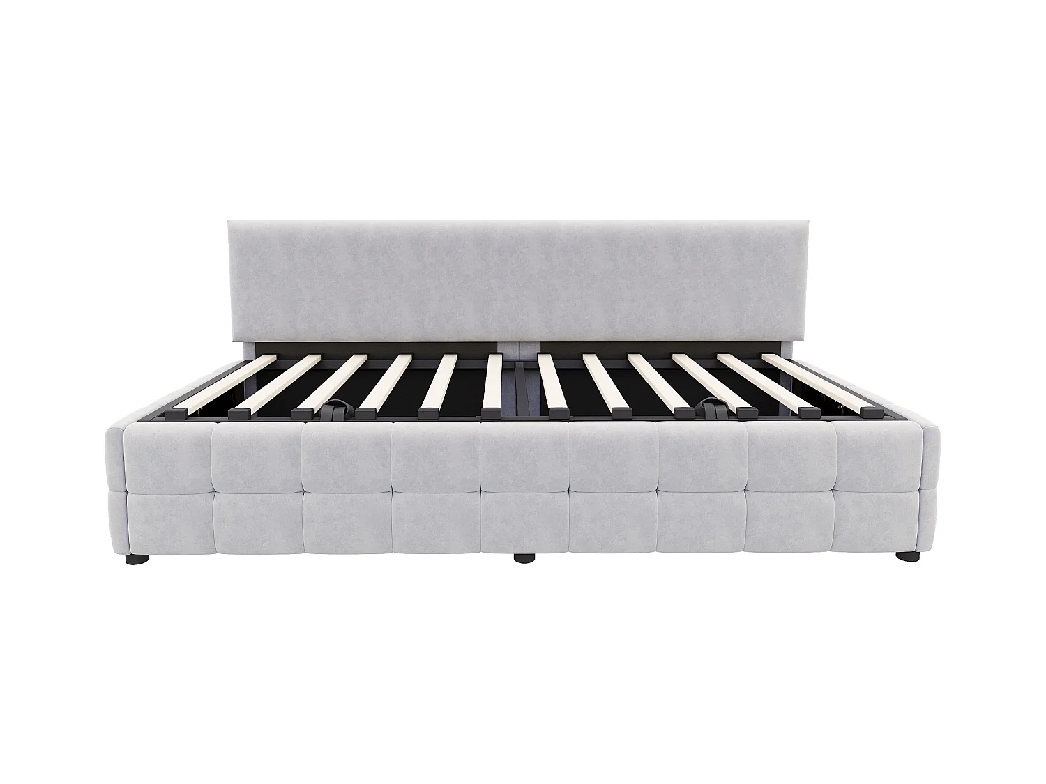 Kanapa z funkcją spania z pojemnikiem 90x200 cm - Oparcie bez podłokietników - Welur - ​​Jasnoszary​​ (materac nie jest dołączony)