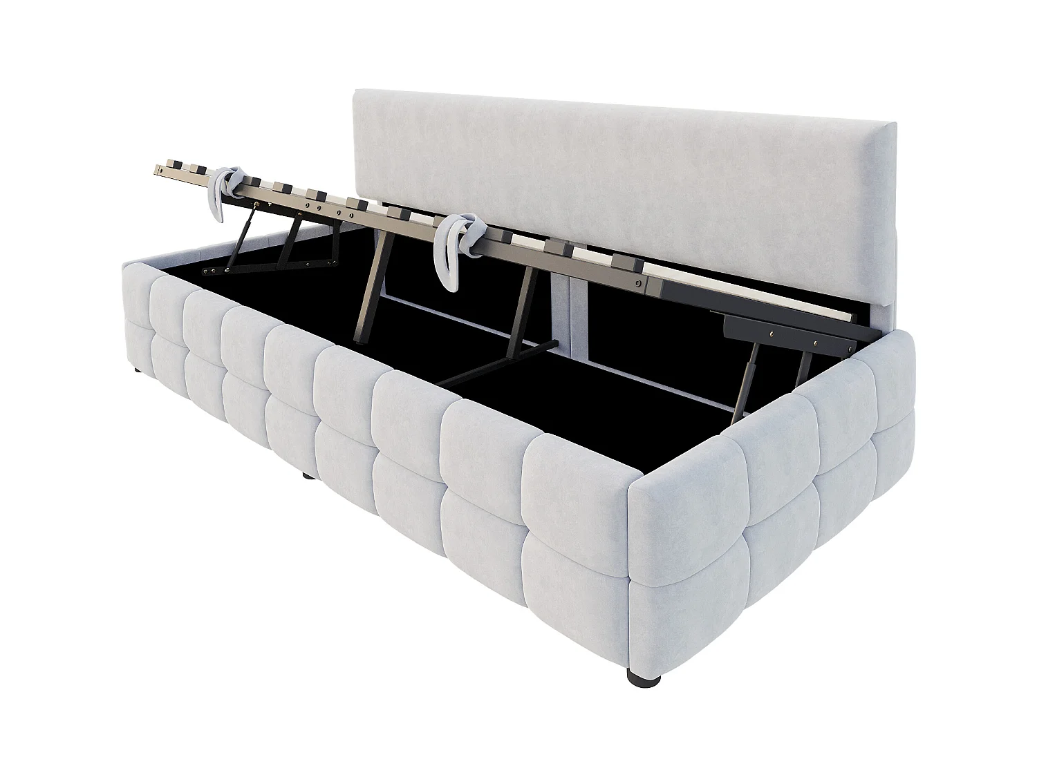 Kanapa z funkcją spania z pojemnikiem 90x200 cm - Oparcie bez podłokietników - Welur - ​​Jasnoszary​​ (materac nie jest dołączony)