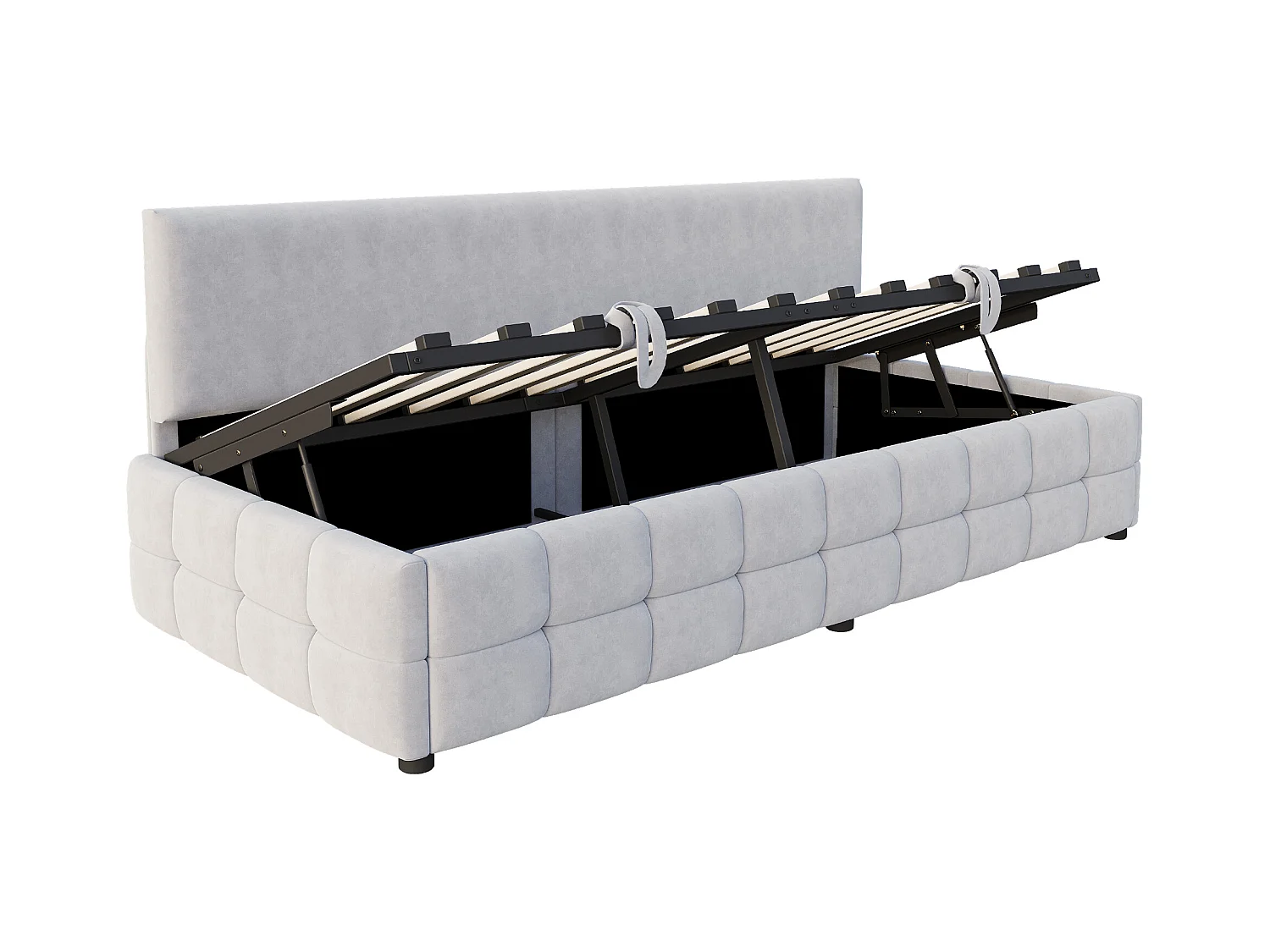 Kanapa z funkcją spania z pojemnikiem 90x200 cm - Oparcie bez podłokietników - Welur - ​​Jasnoszary​​ (materac nie jest dołączony)