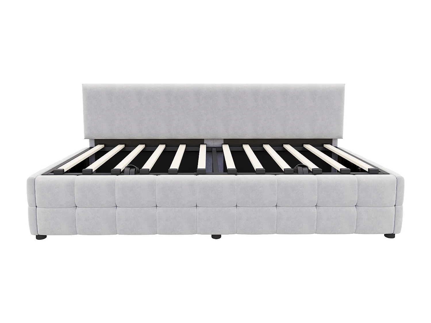 Divano letto con contenitore 90x200 cm - Schienale senza braccioli - Velluto - ​​Grigio chiaro​​ (materasso non incluso)