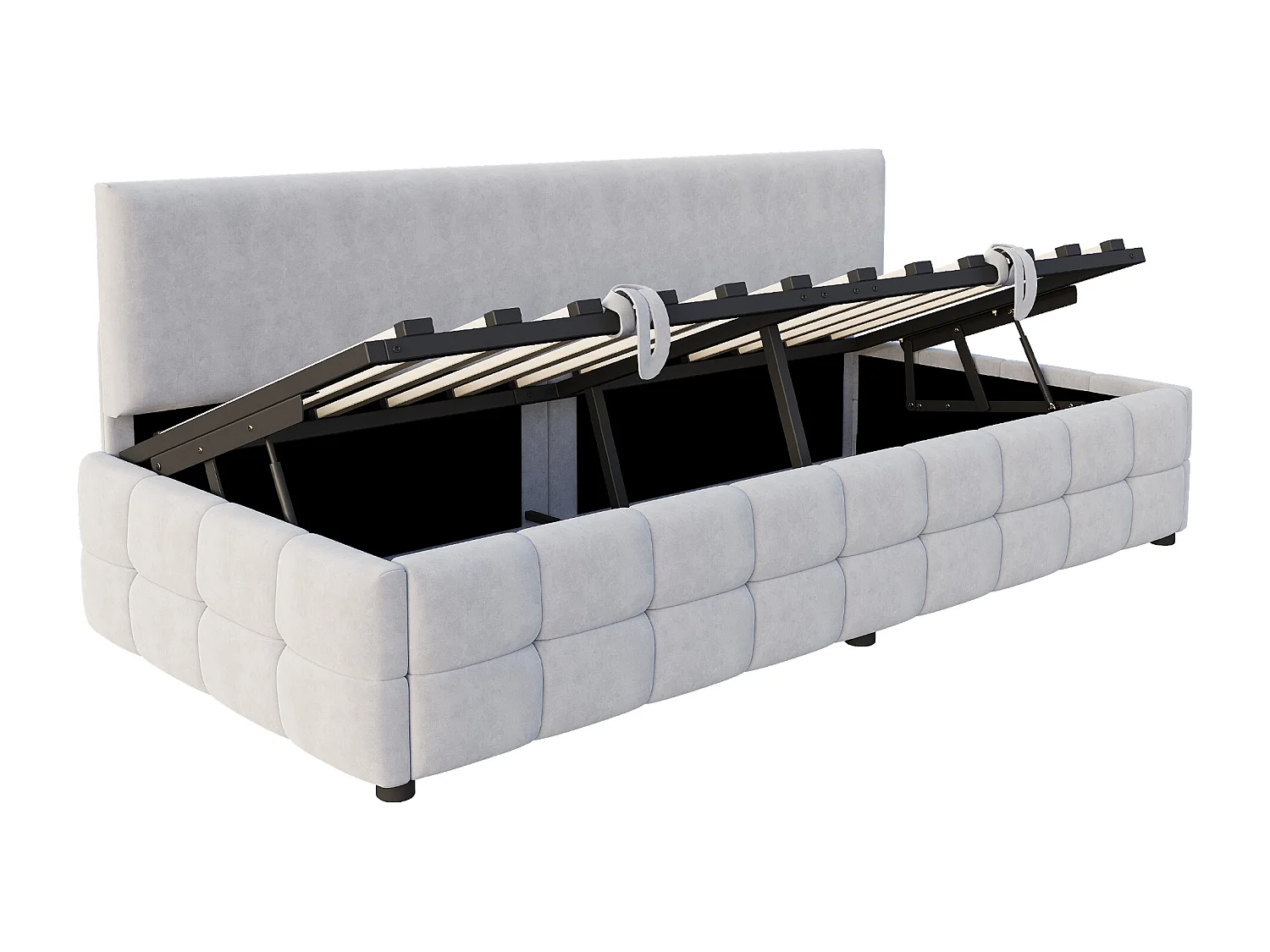 Divano letto con contenitore 90x200 cm - Schienale senza braccioli - Velluto - ​​Grigio chiaro​​ (materasso non incluso)