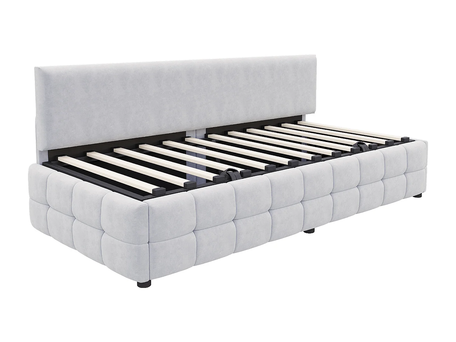 Divano letto con contenitore 90x200 cm - Schienale senza braccioli - Velluto - ​​Grigio chiaro​​ (materasso non incluso)