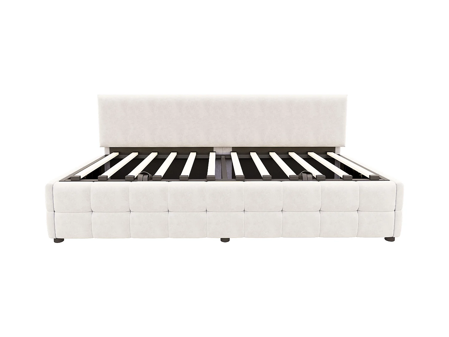 Kanapa z funkcją spania z pojemnikiem 90x200 cm - Oparcie bez podłokietników - Welur - ​​Beżowy​​ (materac nie jest dołączony)