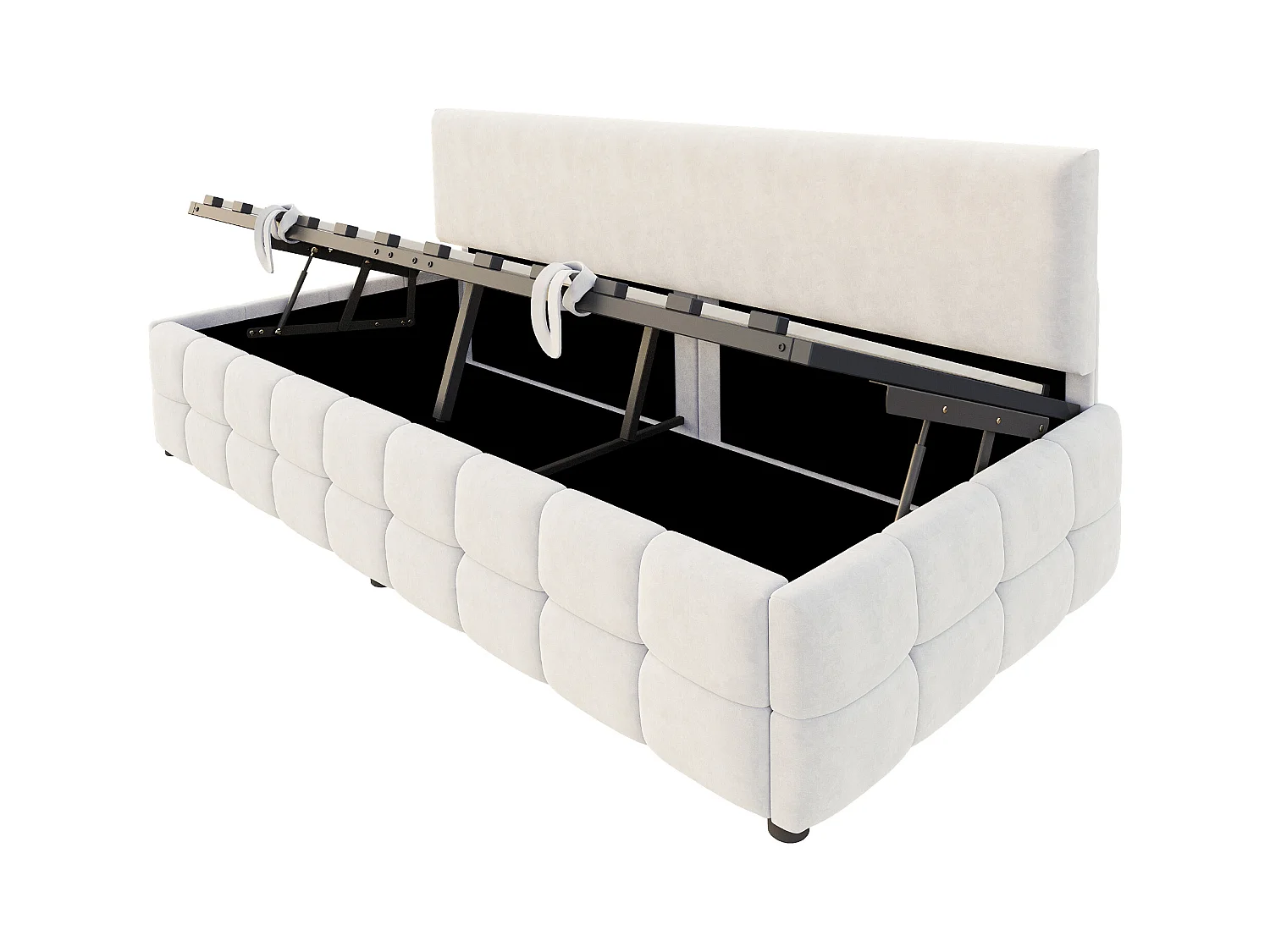 Kanapa z funkcją spania z pojemnikiem 90x200 cm - Oparcie bez podłokietników - Welur - ​​Beżowy​​ (materac nie jest dołączony)