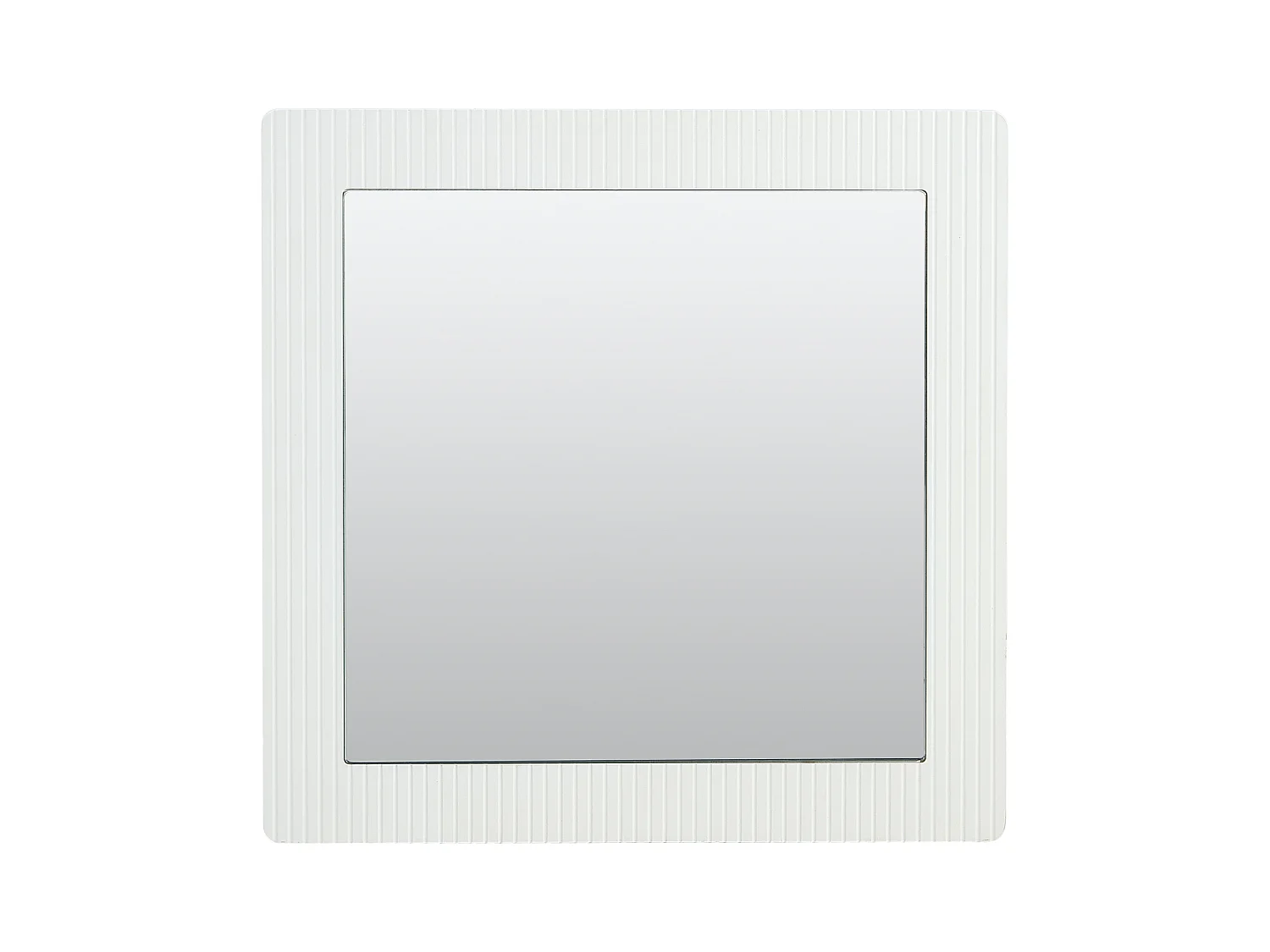 Miroir mural carré 80x80x1,5 cm - Cadre en bois - Miroir transparent - MDF - Blanc