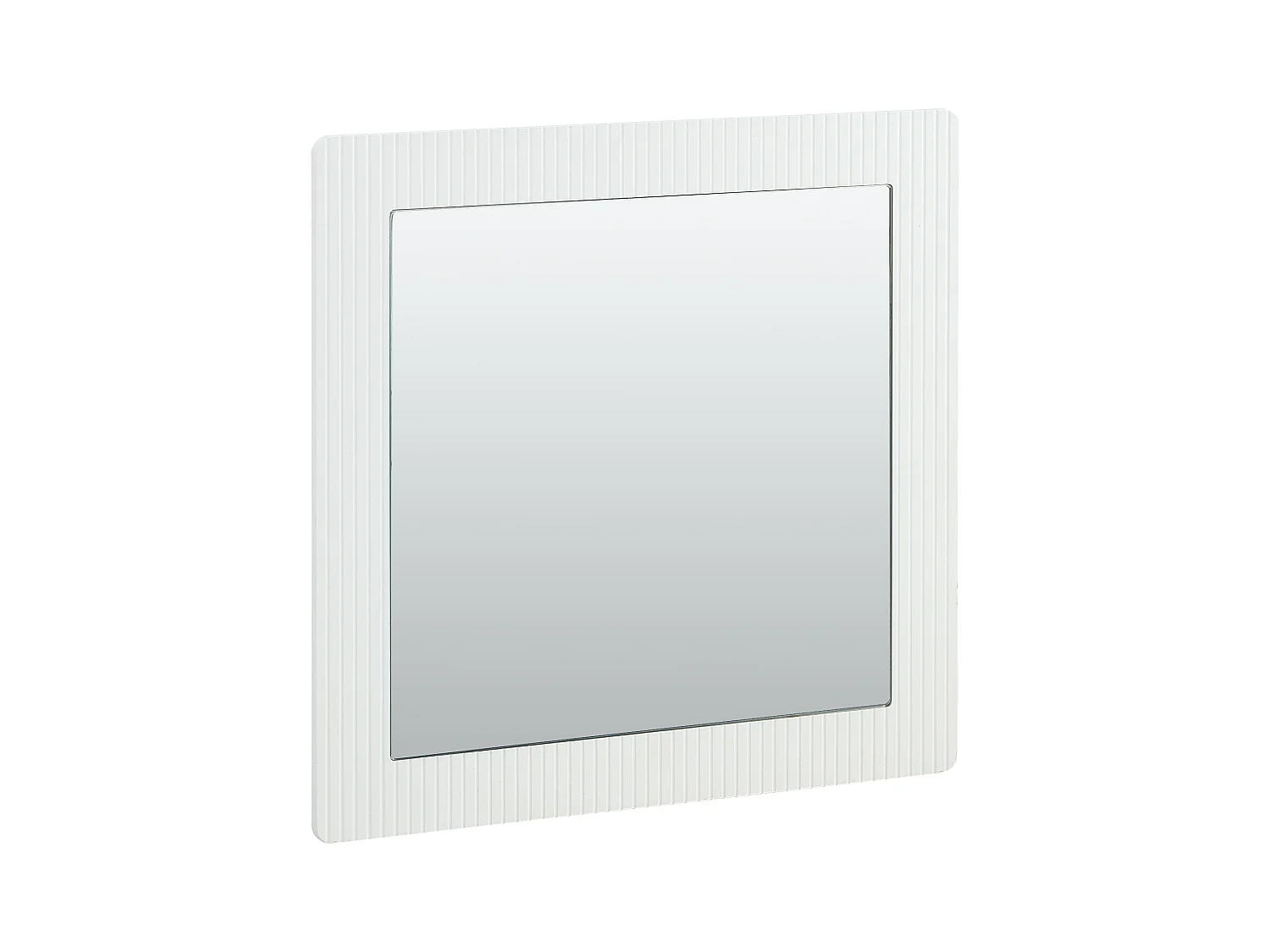 Miroir mural carré 80x80x1,5 cm - Cadre en bois - Miroir transparent - MDF - Blanc