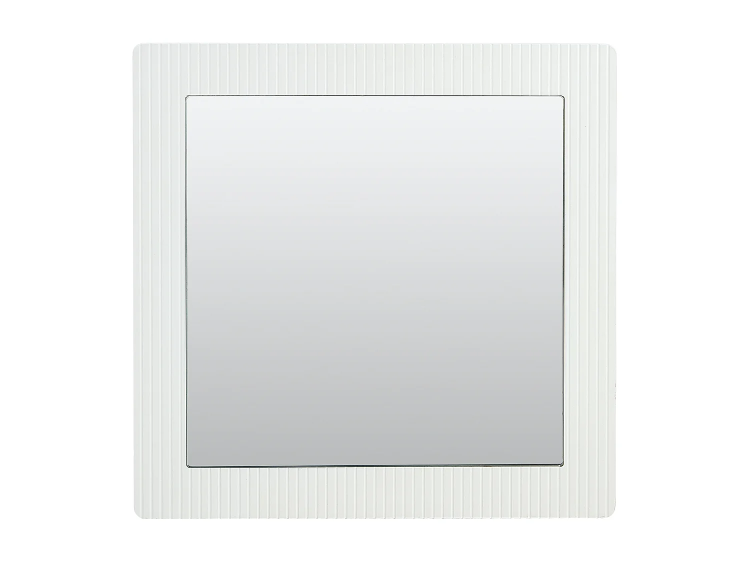 Miroir mural carré 80x80x1,5 cm - Cadre en bois - Miroir transparent - MDF - Blanc