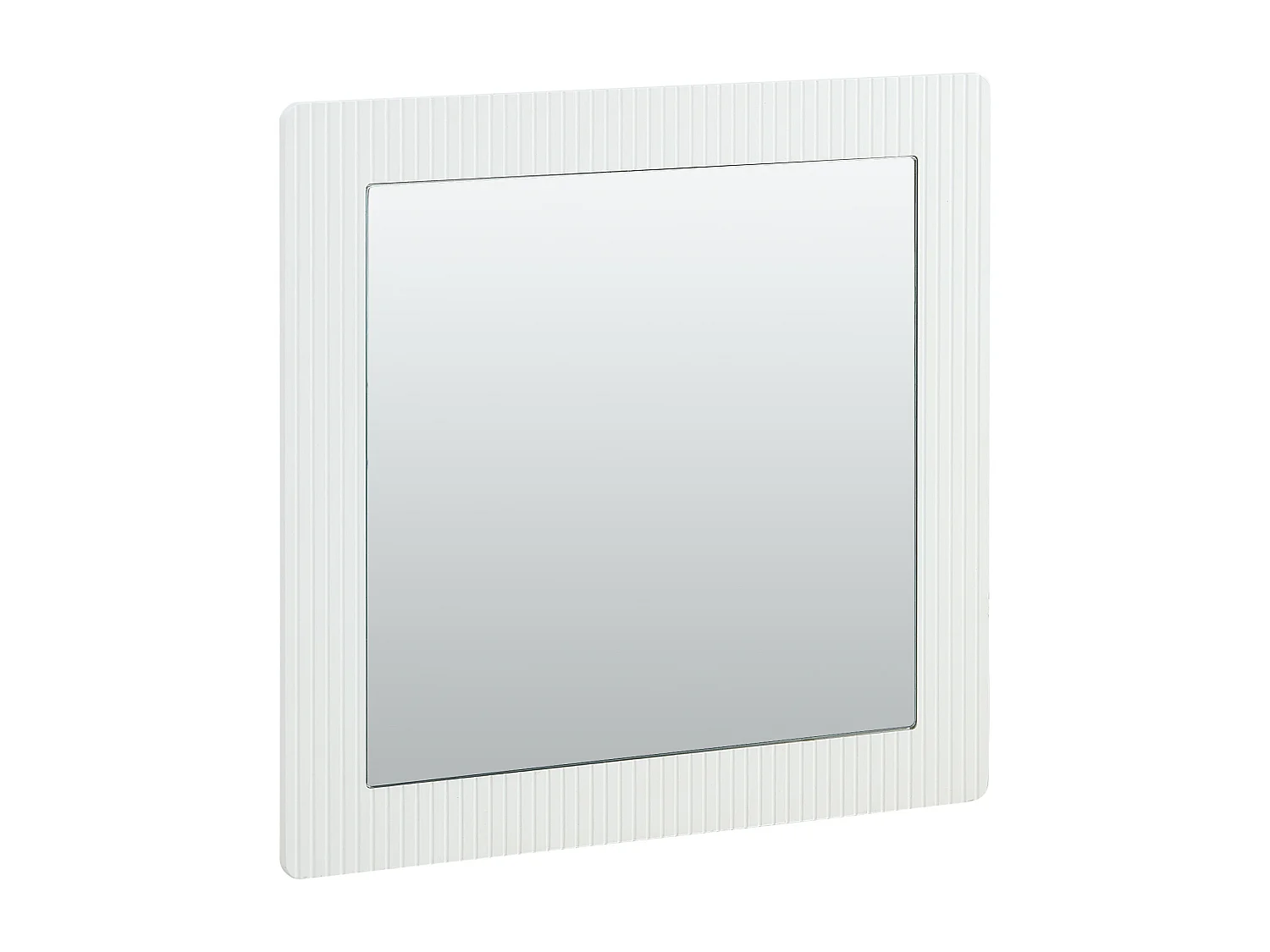Miroir mural carré 80x80x1,5 cm - Cadre en bois - Miroir transparent - MDF - Blanc