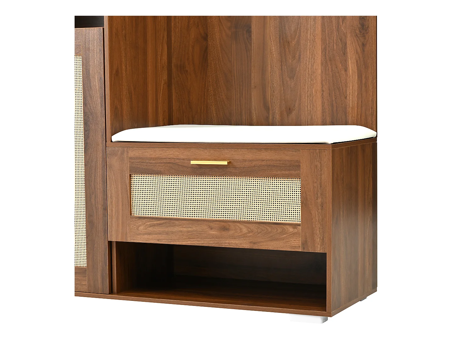 Ensemble vestiaire d'entrée 110x38x190cm - avec miroir et 6 patères - Meuble à chaussures et banc à chaussures - avec LED - Marron