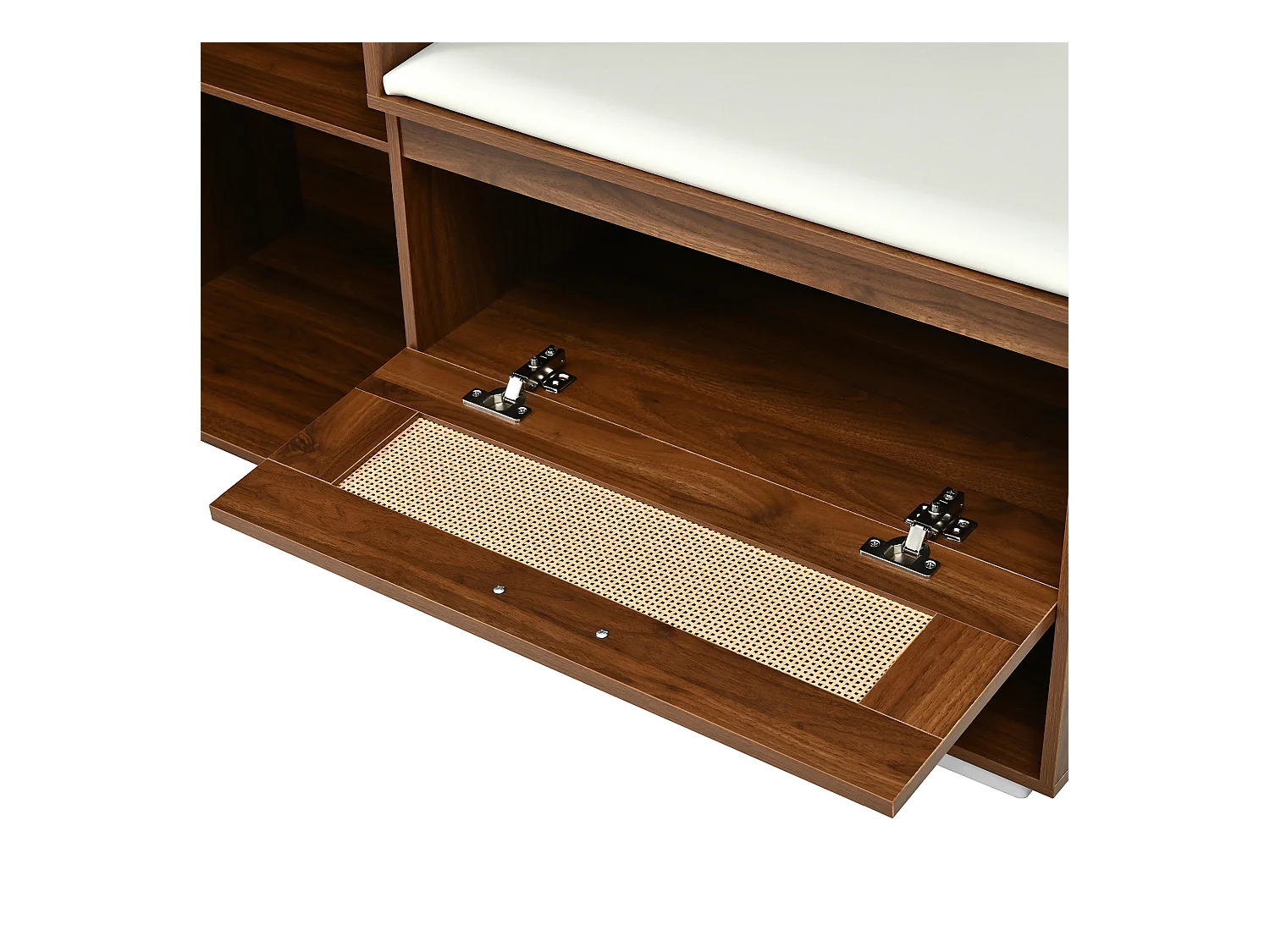 Ensemble vestiaire d'entrée 110x38x190cm - avec miroir et 6 patères - Meuble à chaussures et banc à chaussures - avec LED - Marron