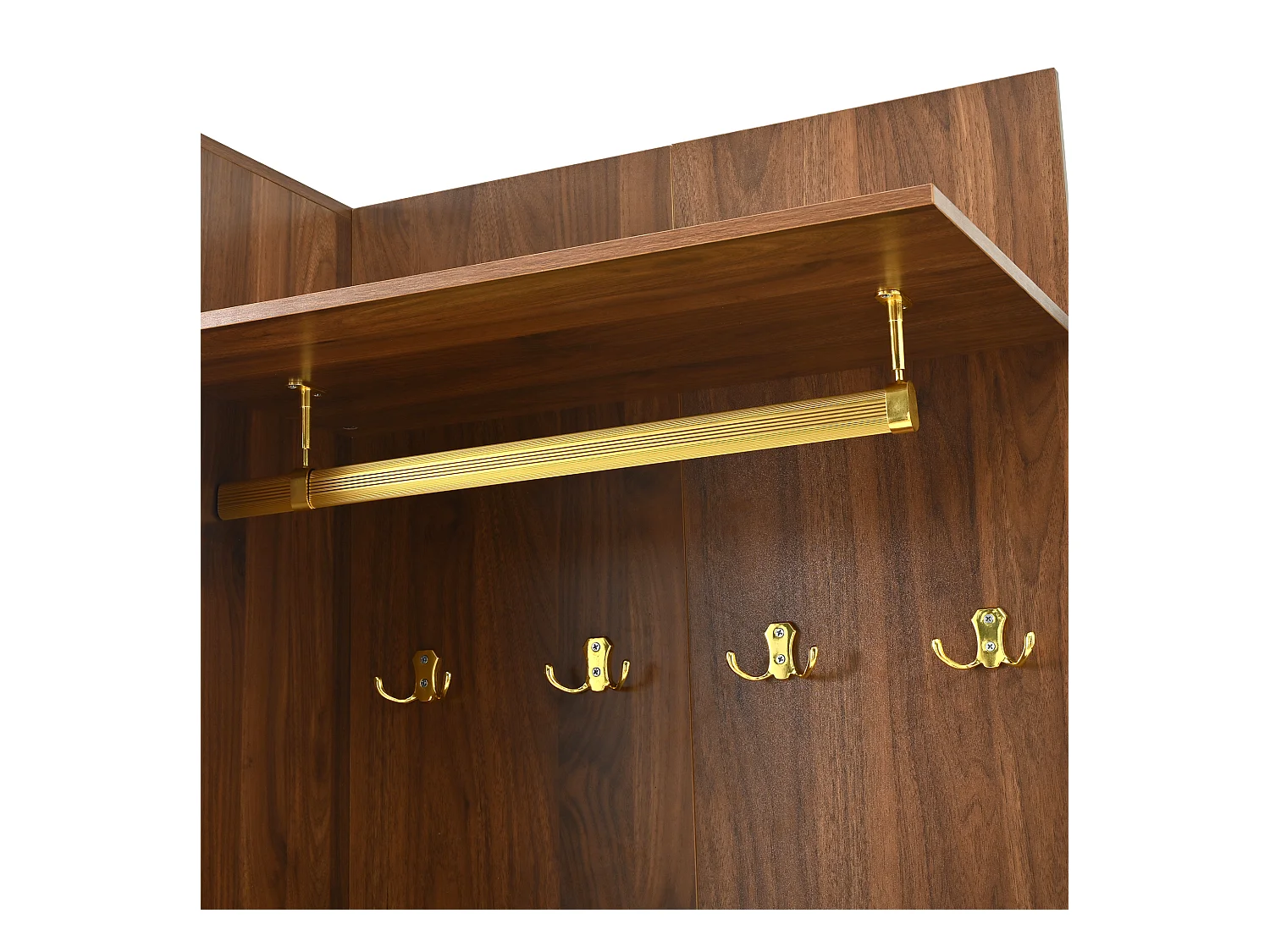 Ensemble vestiaire d'entrée 110x38x190cm - avec miroir et 6 patères - Meuble à chaussures et banc à chaussures - avec LED - Marron