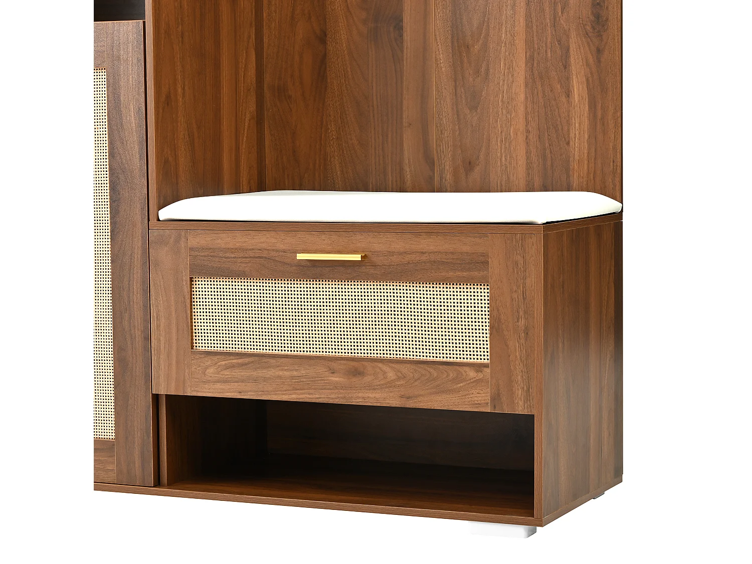 Garderobenset für den Eingang 110x38x190 cm - mit Spiegel und 6 Kleiderhaken - Schuhschrank und Schuhbank - mit LED - Braun