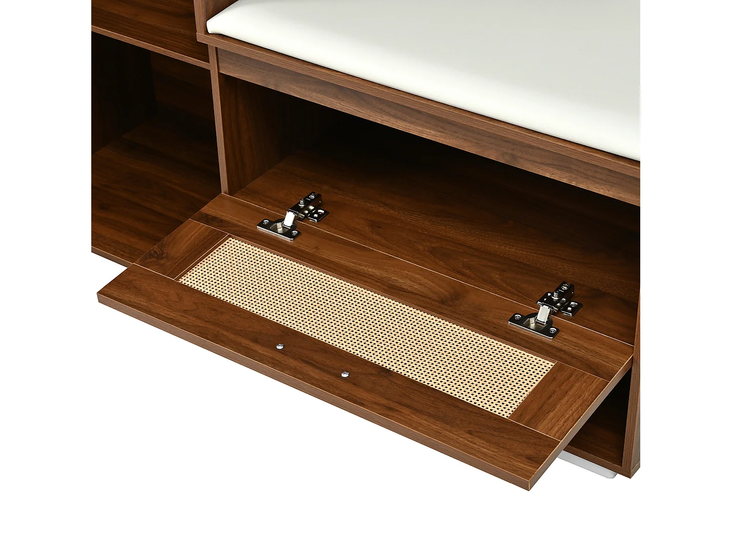 Garderobenset für den Eingang 110x38x190 cm - mit Spiegel und 6 Kleiderhaken - Schuhschrank und Schuhbank - mit LED - Braun