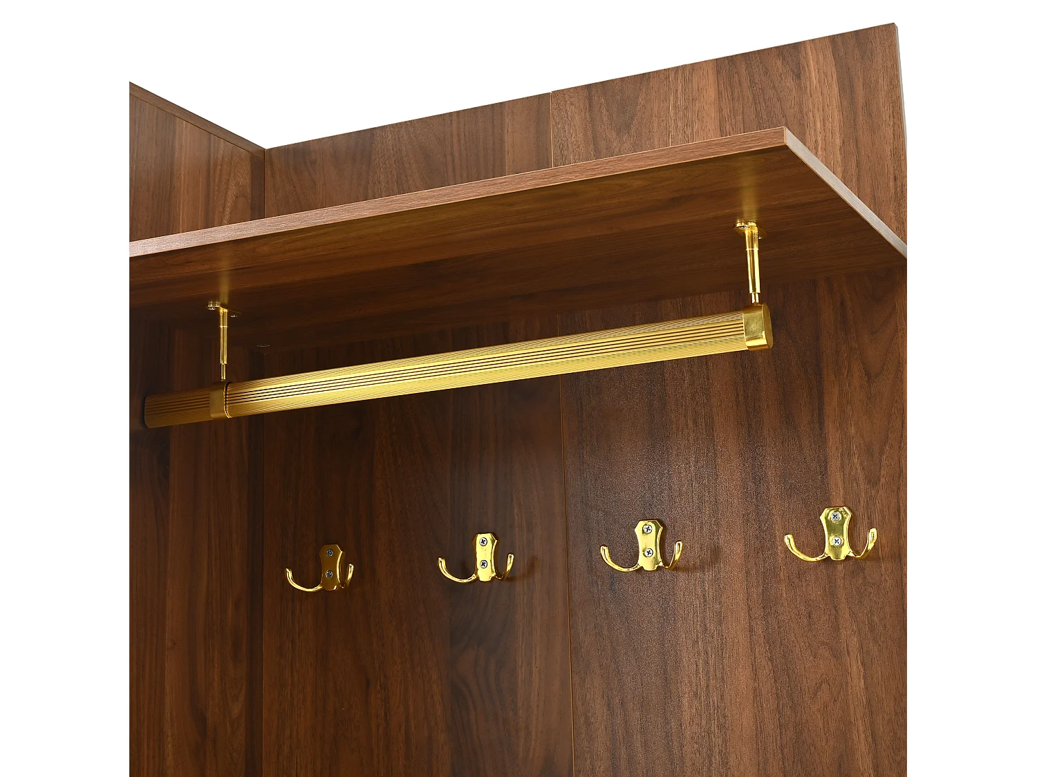 Garderobenset für den Eingang 110x38x190 cm - mit Spiegel und 6 Kleiderhaken - Schuhschrank und Schuhbank - mit LED - Braun