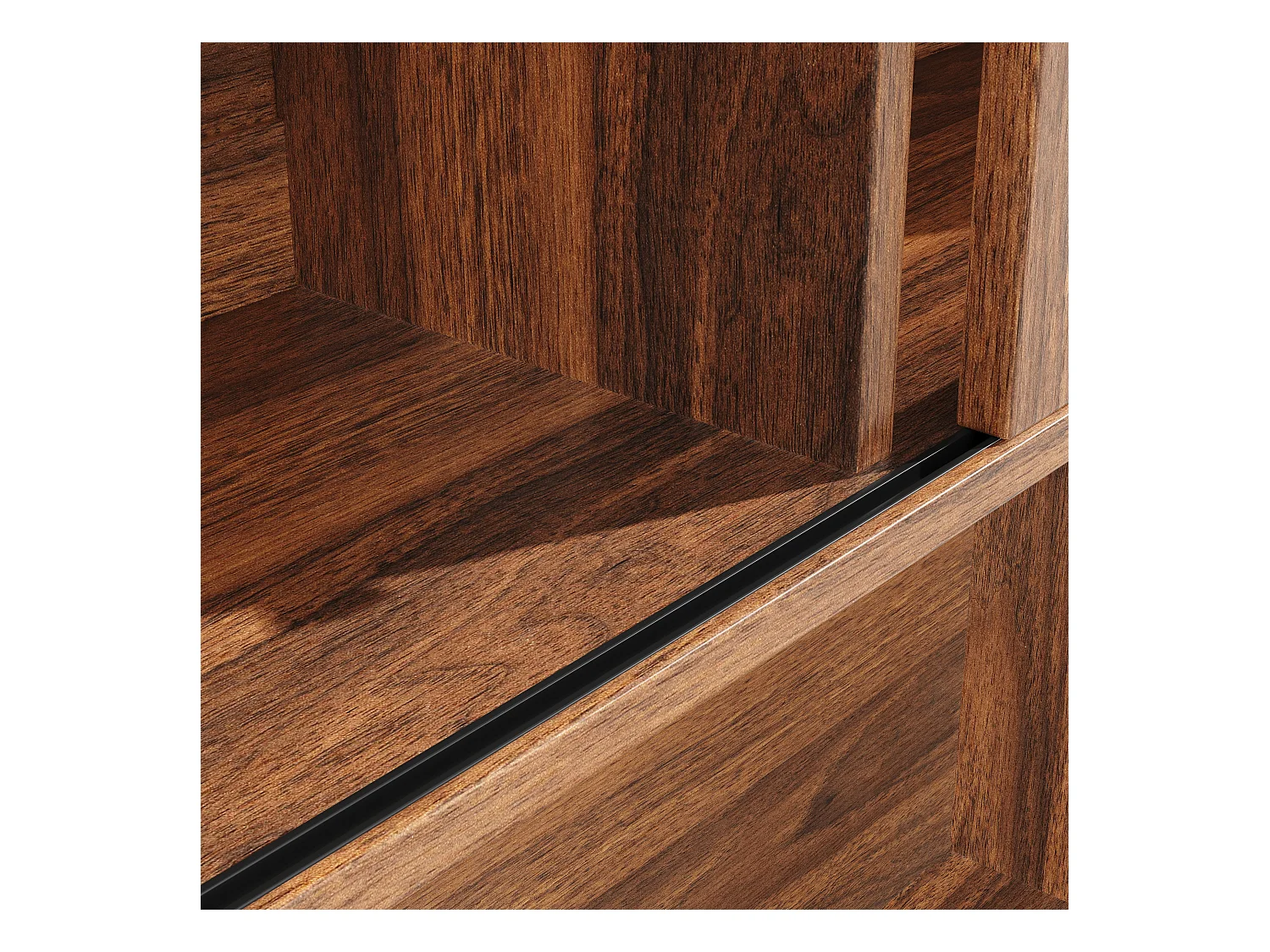 Buffet de cuisine 120x40x185cm - 2 portes - avec éclairage LED - meuble haut - buffet polyvalent - Marron