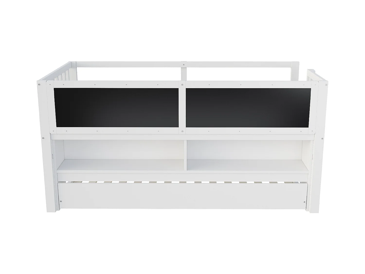 Kinderbed 90x200 cm - met opbergbed - met uitschuifbaar bed - met tekenbord - Wit (matras niet inbegrepen)