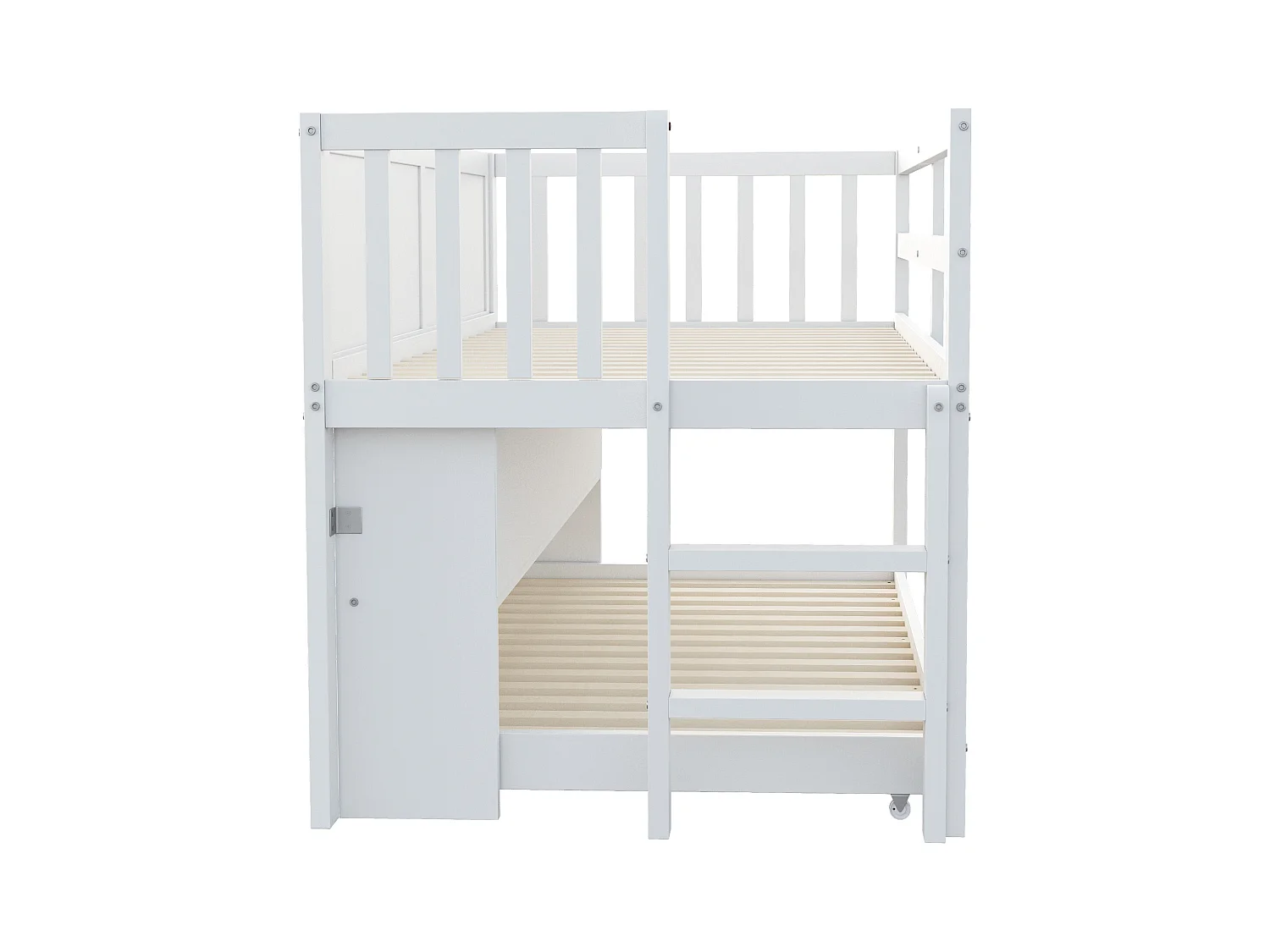 Kinderbed 90x200 cm - met opbergbed - met uitschuifbaar bed - met tekenbord - Wit (matras niet inbegrepen)