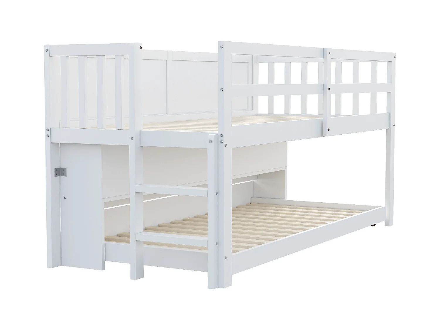 Kinderbed 90x200 cm - met opbergbed - met uitschuifbaar bed - met tekenbord - Wit (matras niet inbegrepen)