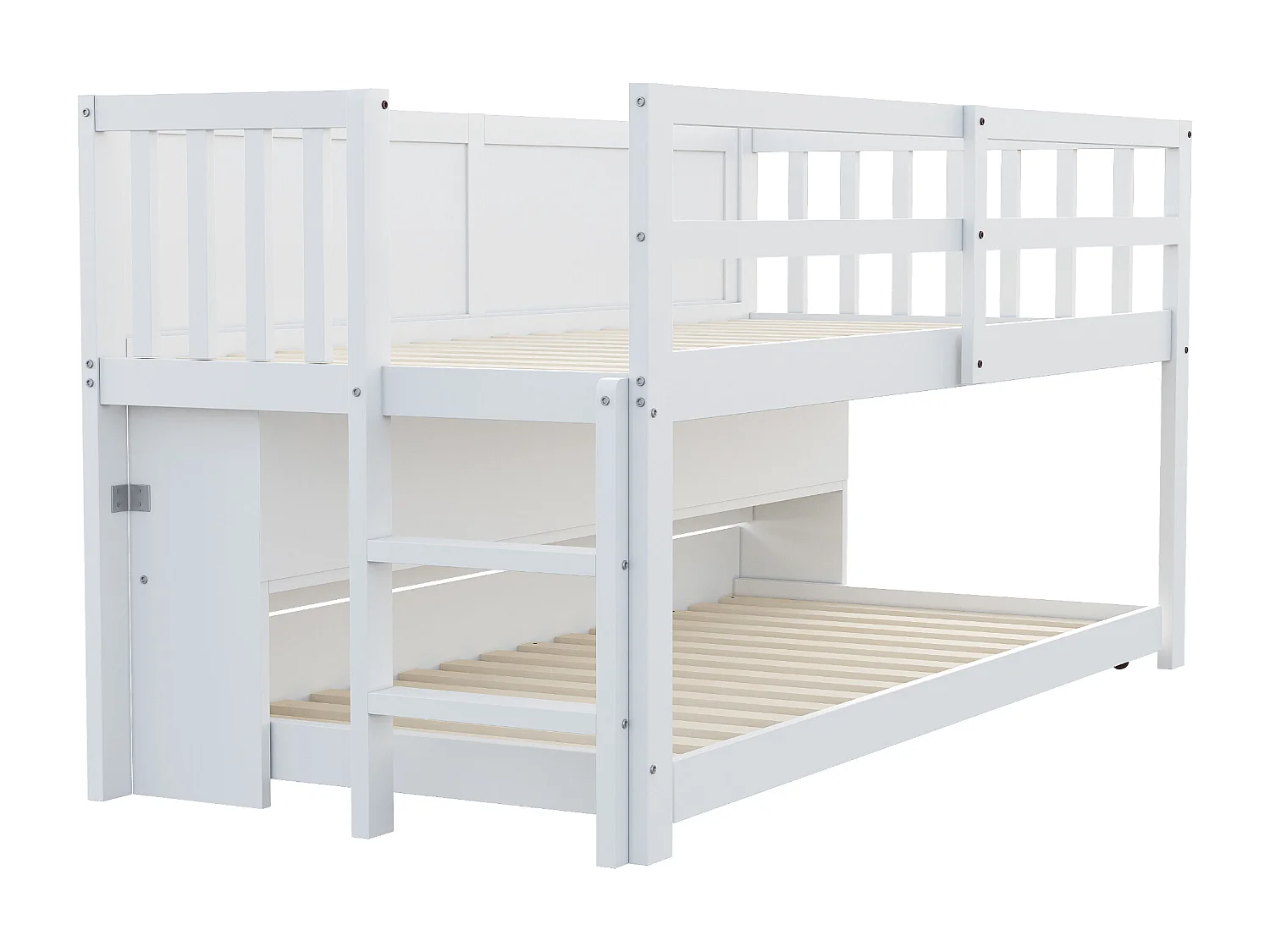 Kinderbett 90x200 cm - mit ausziehbarer Schlaffunktion - mit Stauraum - mit Zeichentafel - Weiß (Matratze nicht inbegriffen)