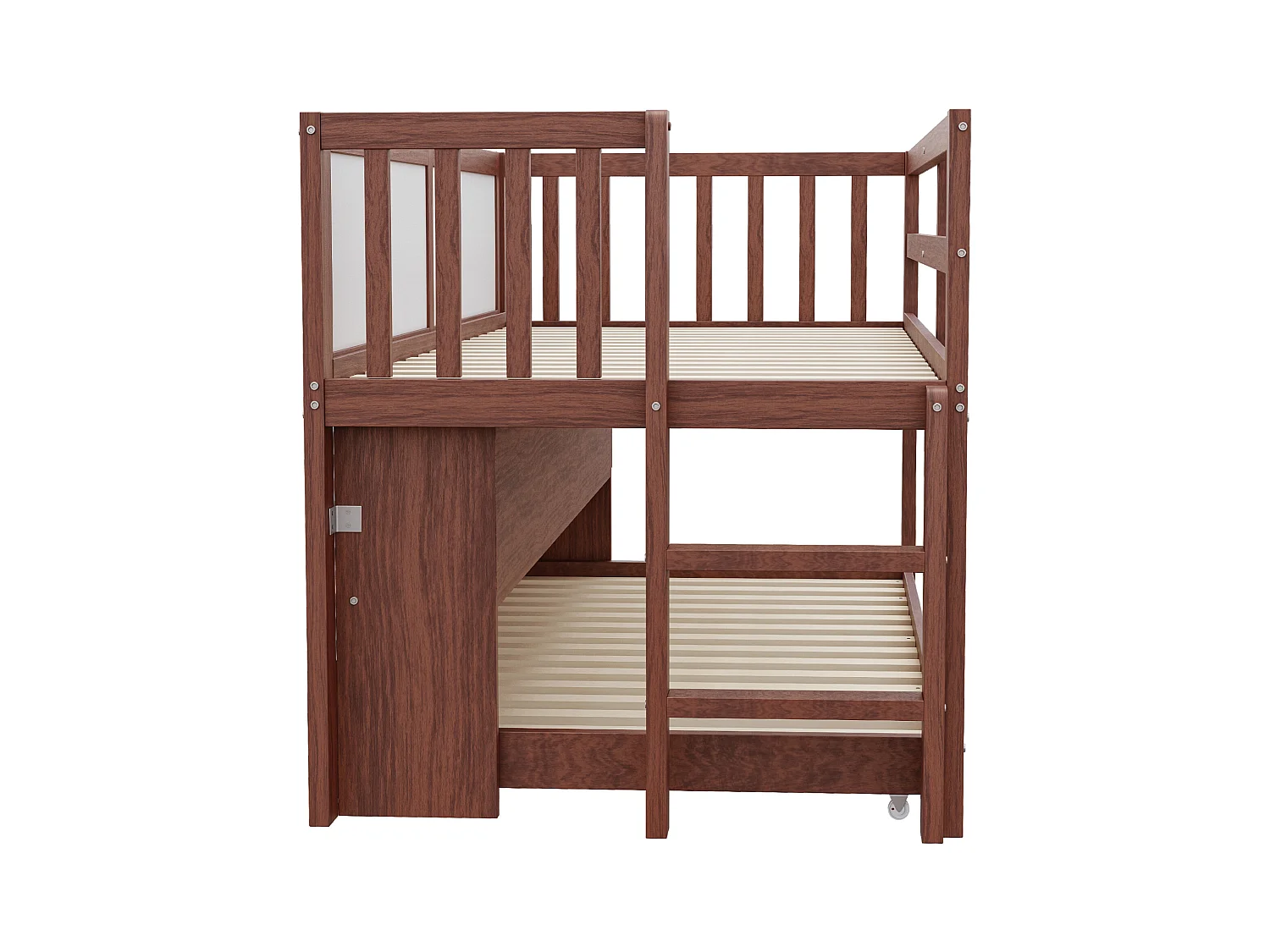 Kinderbett 90x200 cm - mit ausziehbarer Schlaffunktion - mit Stauraum - mit Zeichentafel - Braun (Matratze nicht inbegriffen)