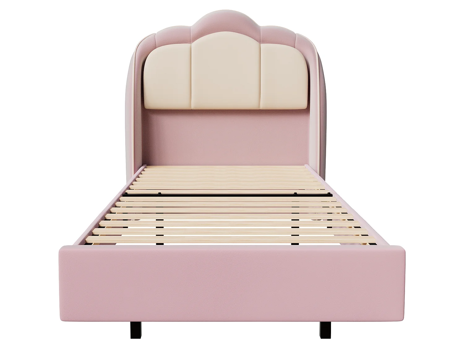 Lit enfant 90x200 cm rose, assemblage facile, avec LED multicolores, tête de lit nuage originale
