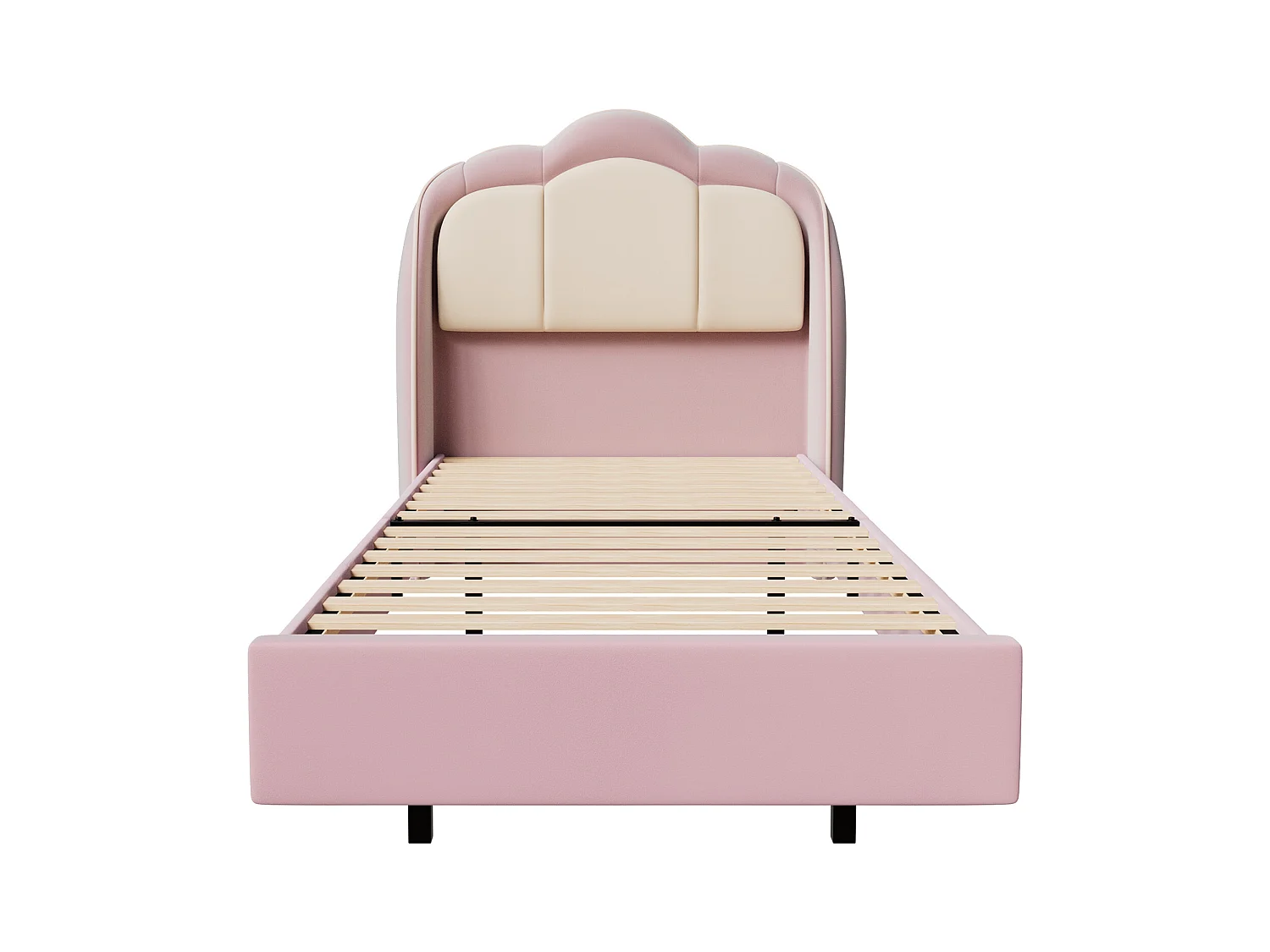 Lit enfant 140x200 cm rose, assemblage facile, avec LED multicolores, tête de lit nuage originale