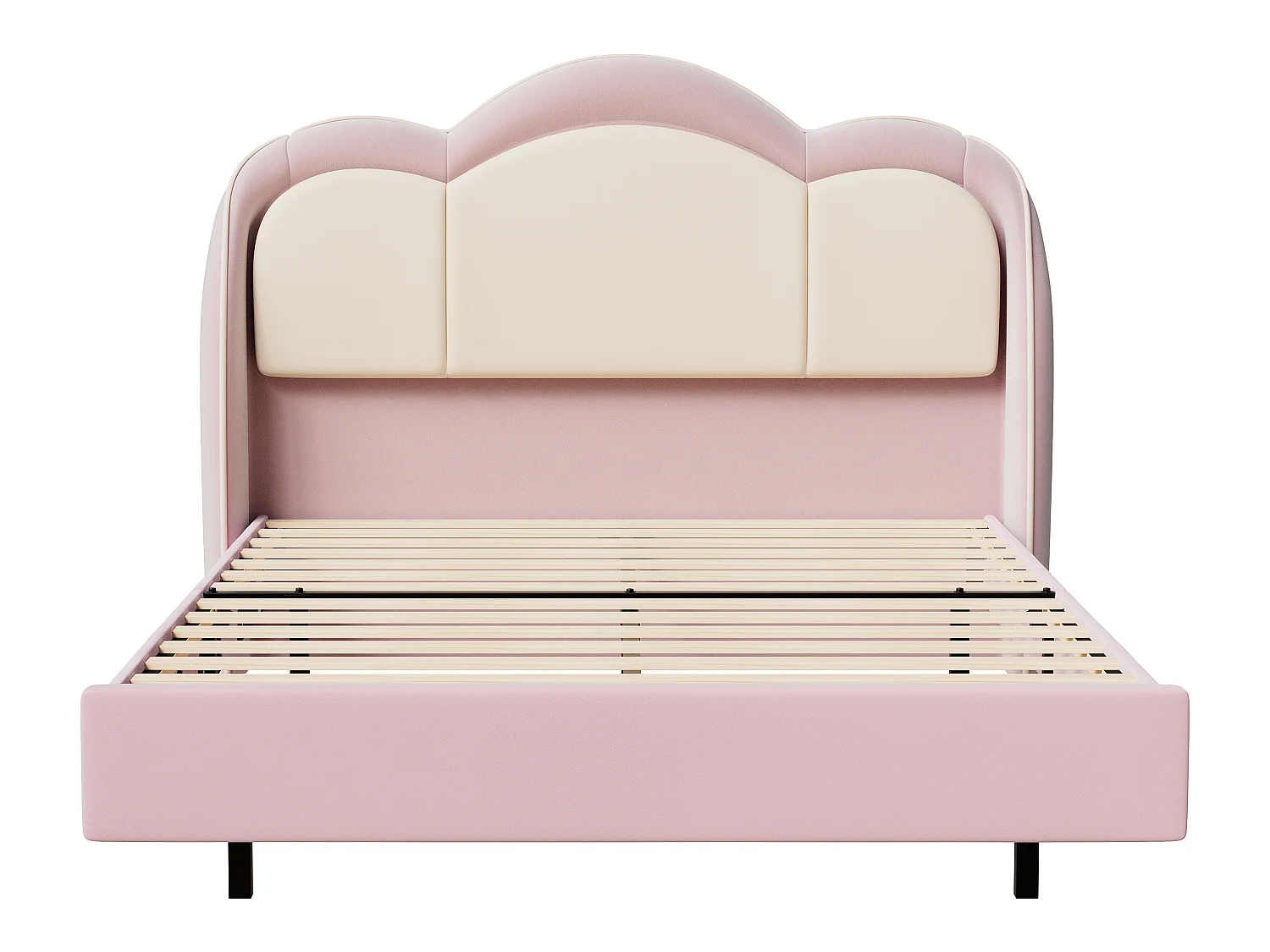 Lit enfant 140x200 cm rose, assemblage facile, avec LED multicolores, tête de lit nuage originale