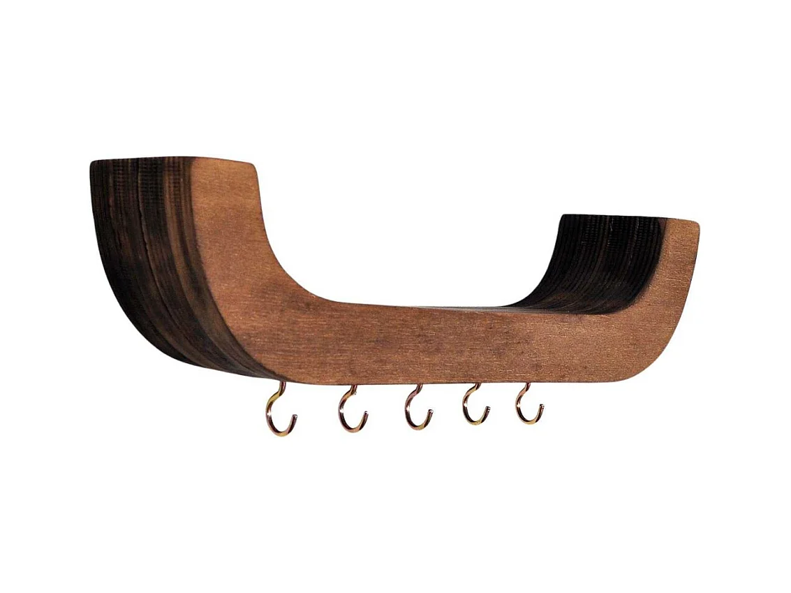 Etagère murale avec 5 crochets Wave