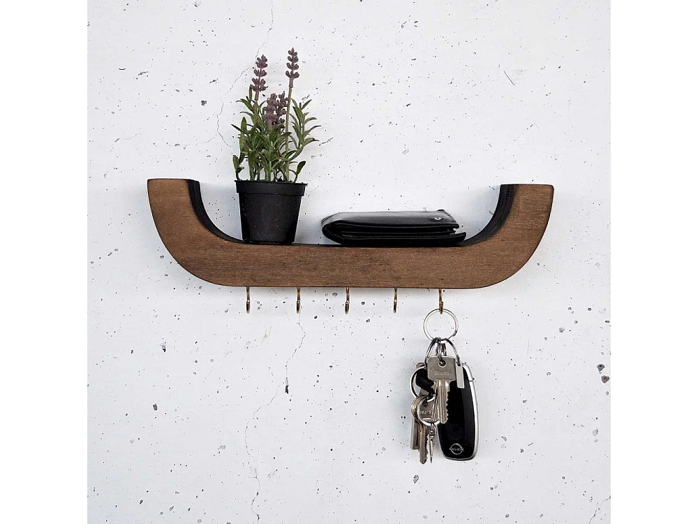 Dekoratives Holzregal – 33 cm x 11 cm x 7 cm – Holzfarbe