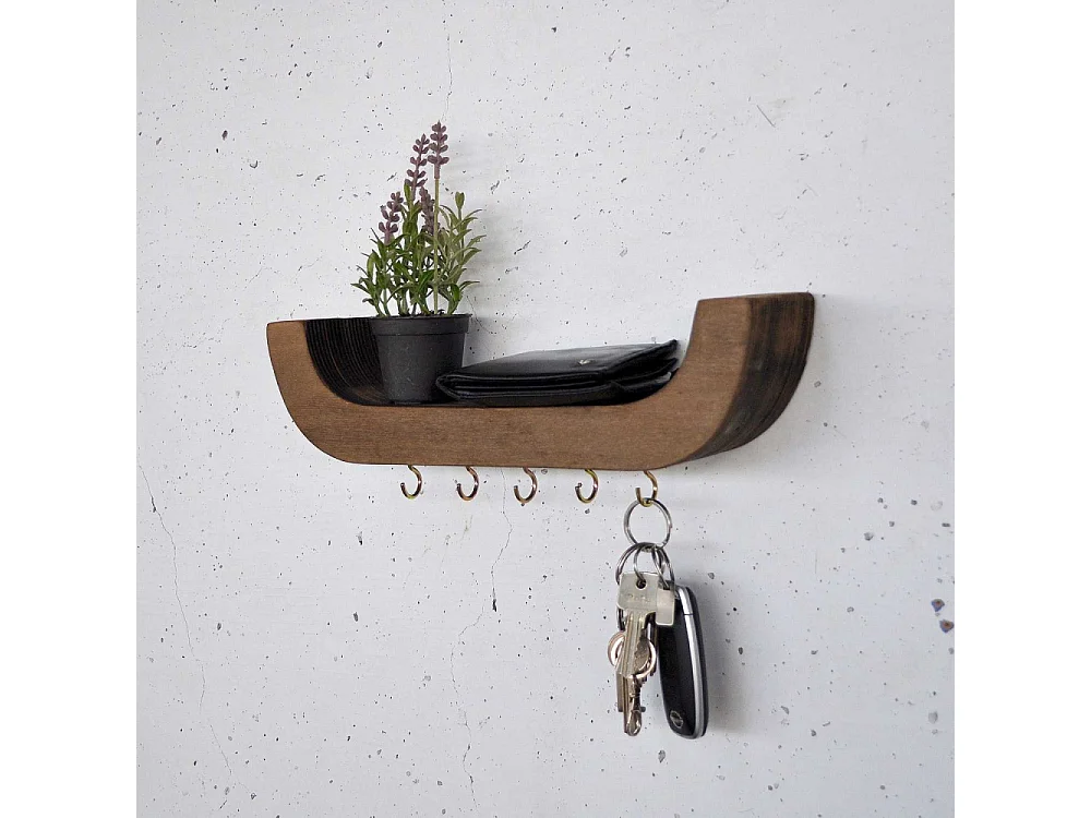 Dekoratives Holzregal – 33 cm x 11 cm x 7 cm – Holzfarbe