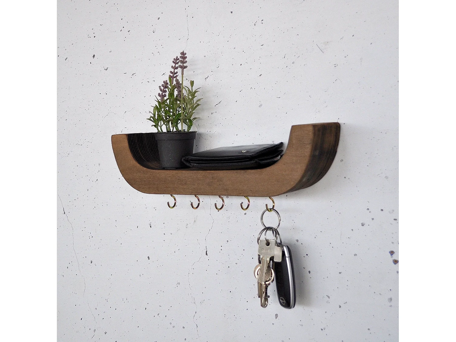 Dekoratives Holzregal – 33 cm x 11 cm x 7 cm – Holzfarbe