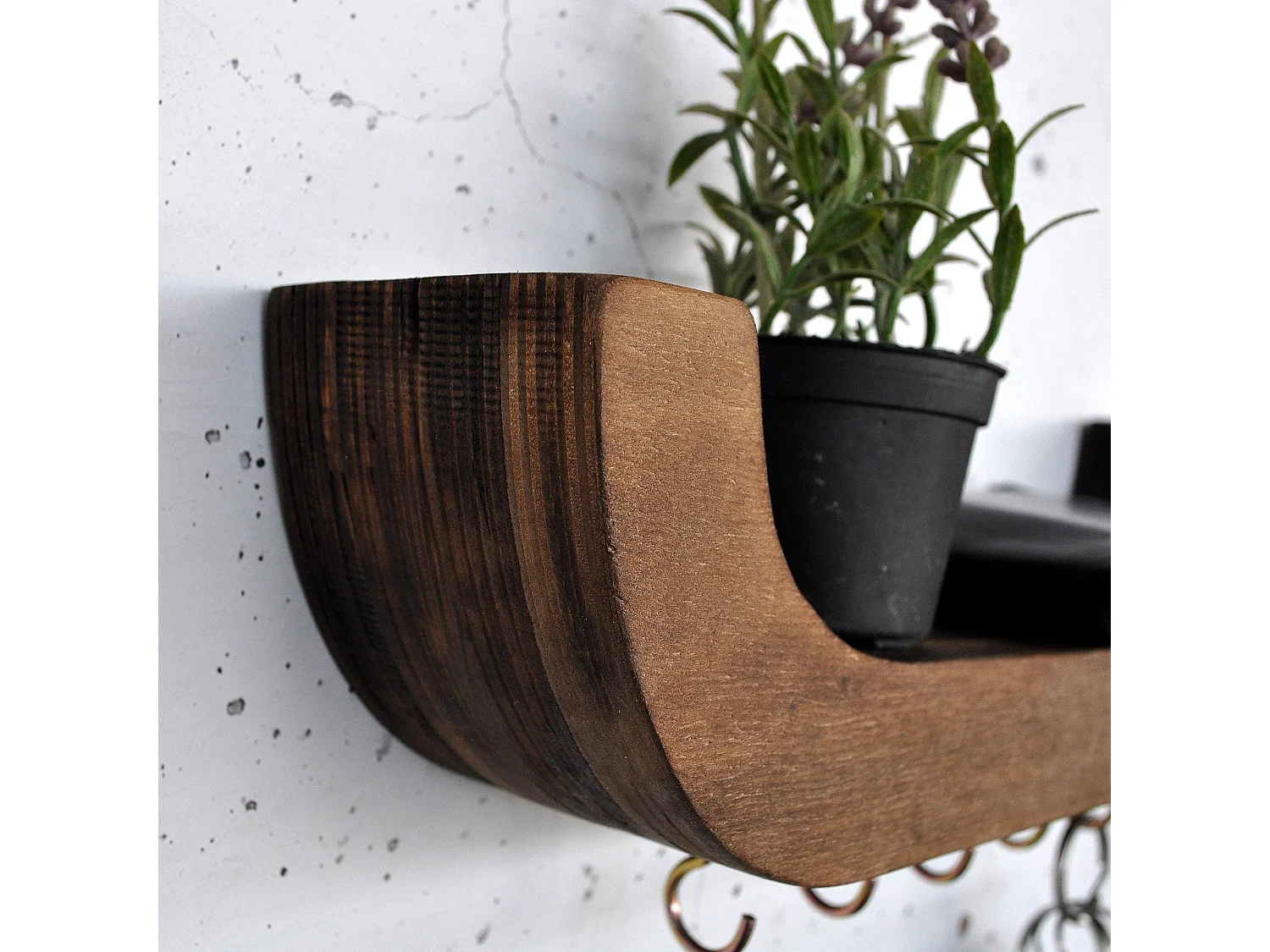 Dekoratives Holzregal – 33 cm x 11 cm x 7 cm – Holzfarbe