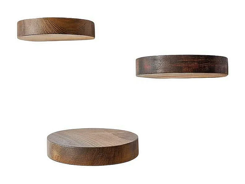 Dekoratives Holzregal – 12 cm Durchmesser, 1,9 cm Höhe – Holzfarbe – 100 % Massivholz
