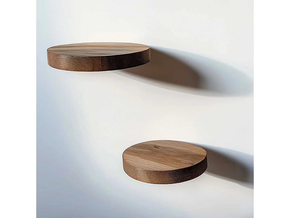 Dekoratives Holzregal – 12 cm Durchmesser, 1,9 cm Höhe – Holzfarbe – 100 % Massivholz