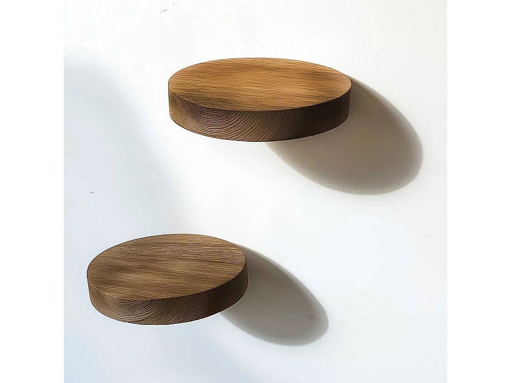 Dekoratives Holzregal – 12 cm Durchmesser, 1,9 cm Höhe – Holzfarbe – 100 % Massivholz