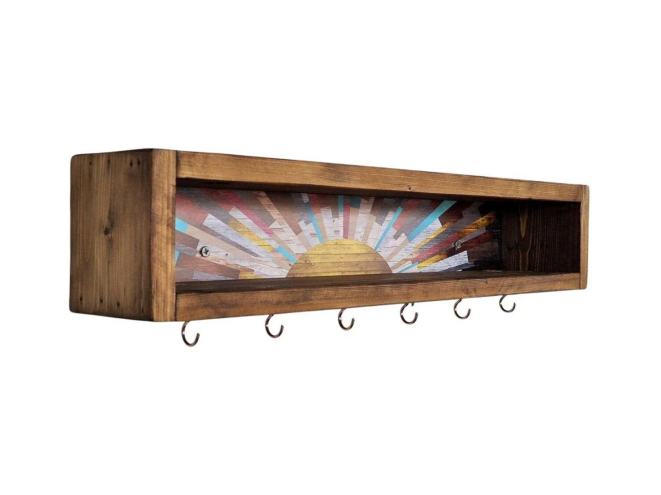 Etagère en bois avec 6 crochets Sunny