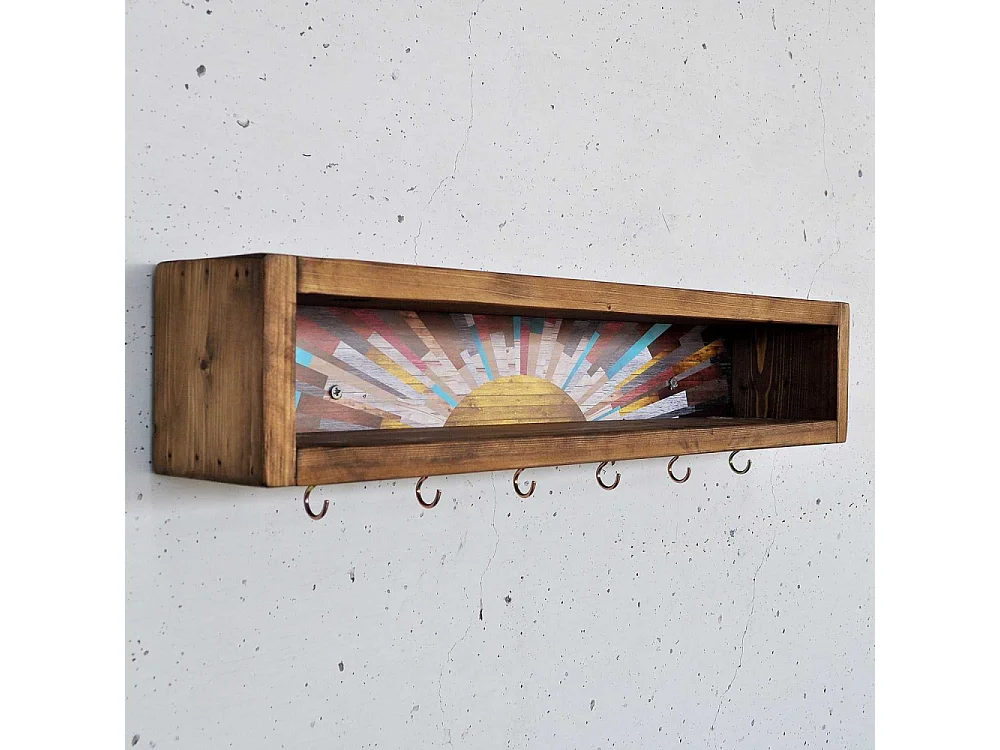 Etagère en bois avec 6 crochets Sunny
