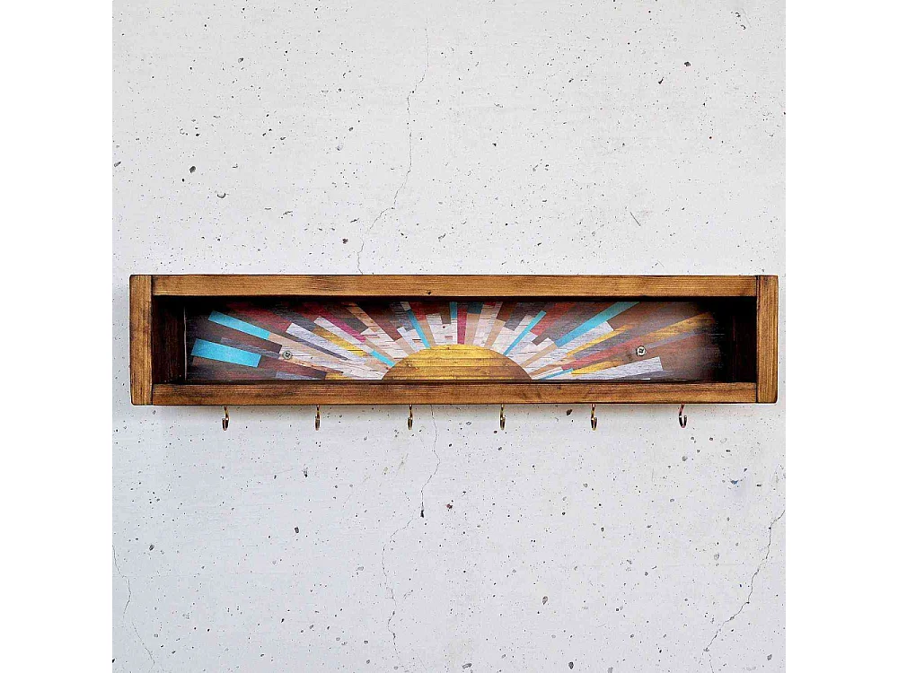 Etagère en bois avec 6 crochets Sunny