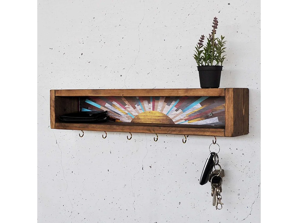Prateleira de parede decorativa de madeira – 40 x 10 x 10 cm – madeira – 100% madeira maciça
