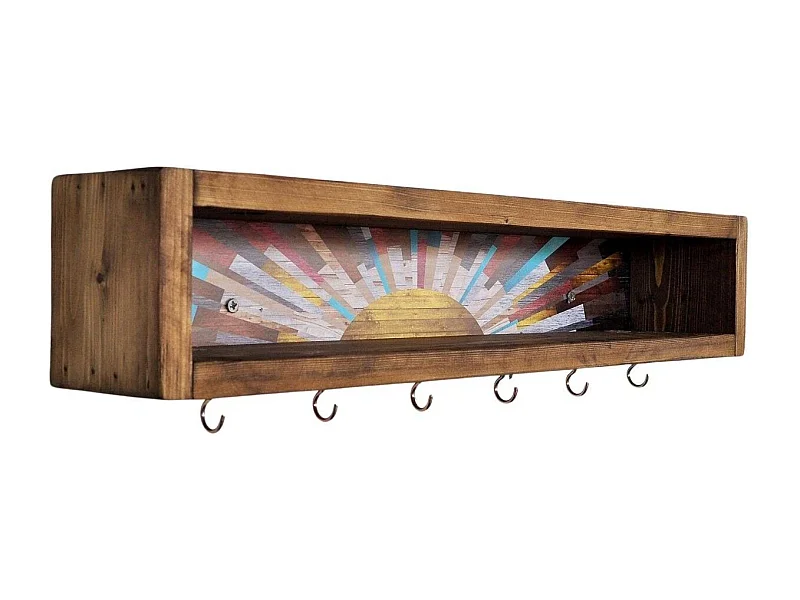 Decoratieve houten wandplank – 40 x 10 x 10 cm – Hout – 100% massief hout