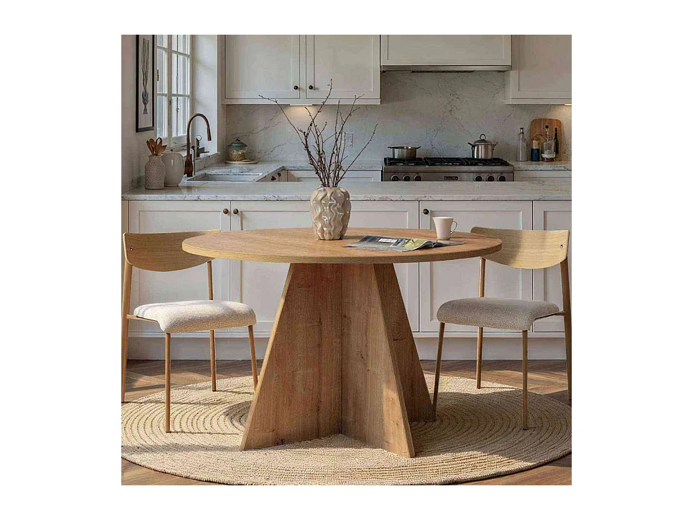 Table à manger ronde en aggloméré Virella