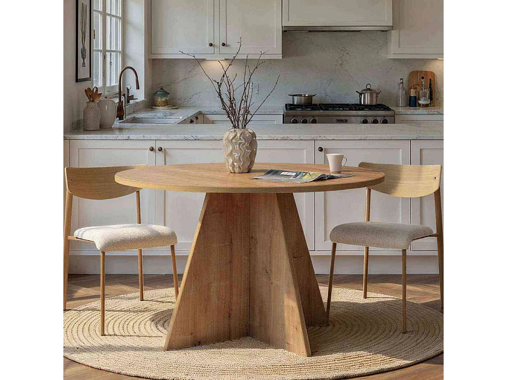 Table à manger ronde en aggloméré Virella