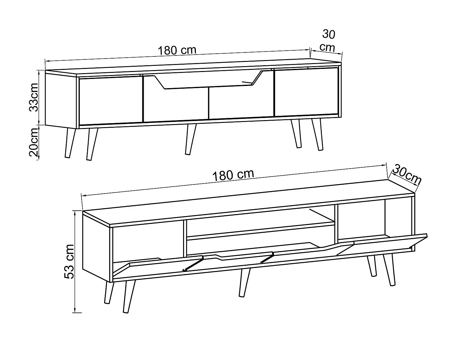 Mueble de TV – 180 cm – Nogal – Tablero aglomerado revestido de melamina